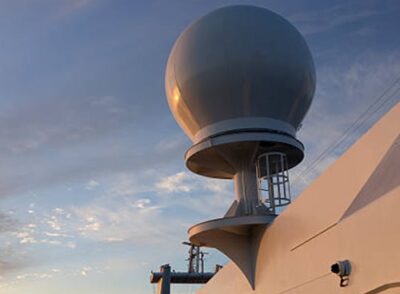 A radar dome, or "radome", is used to protect marine radar and communications equipment.